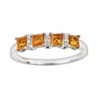 Sterling Silver Citrine And Diamond Accent Ring, Women's, Size: 7, Orange