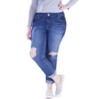 Juniors' Plus Size Amethyst Ripped Girlfriend Jeans, Girl's, Size: 20 W, Dark Blue