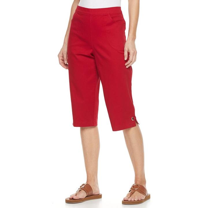 Women's Croft & Barrow&reg; Embellished Skimmer Capris, Size: Xs, Med Red