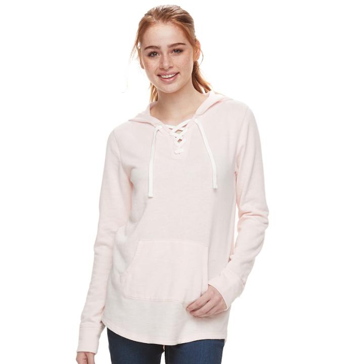 Juniors' So&reg; Lace-up Tunic Hoodie, Teens, Size: Xl, Lt Orange
