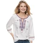 Women's Sonoma Goods For Life&trade; Embroidered Challis Top, Size: Large, White