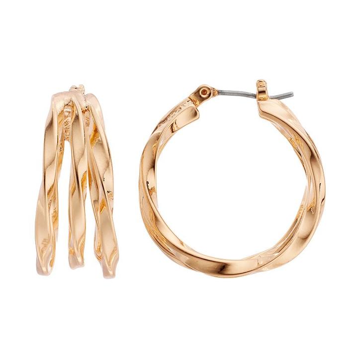 Apt. 9&reg; Nickel Free Triple Hoop Earrings, Women's, Gold