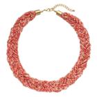 Pink Seed Bead Braided Chunky Necklace, Women's, Pink Other