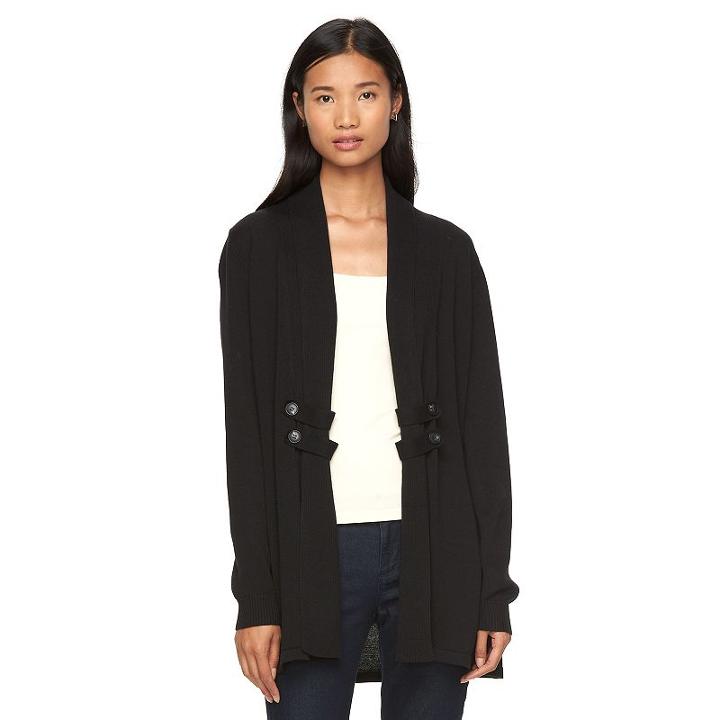 Women's Ab Studio Button Open-front Cardigan, Size: Small, Black