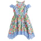 Girls 7-16 Lavender Floral Print Chiffon Ringer Dress, Size: 10, Multi