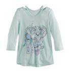 Girls 7-16 Mudd&reg; 3/4-sleeve Cutout Printed Tee, Size: 7-8, Light Blue