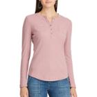 Women's Chaps Henley Top, Size: Large, Pink