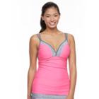 Women's Free Country Colorblock Underwire Tankini Top, Size: Medium, Pink Other