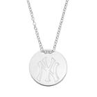 New York Yankees Sterling Silver Disc Pendant Necklace, Women's, Size: 16, Grey