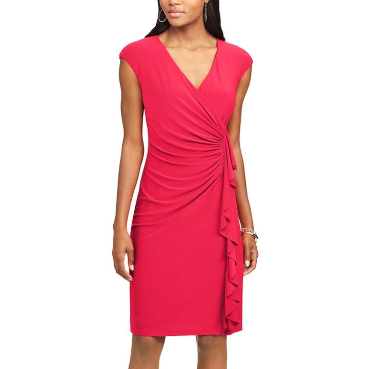 Women's Chaps Ruffled Sheath Dress, Size: Xs, Red