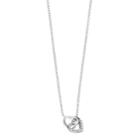 Love This Life Sterling Silver Cubic Zirconia Interlocking Heart Pendant Necklace, Women's, White