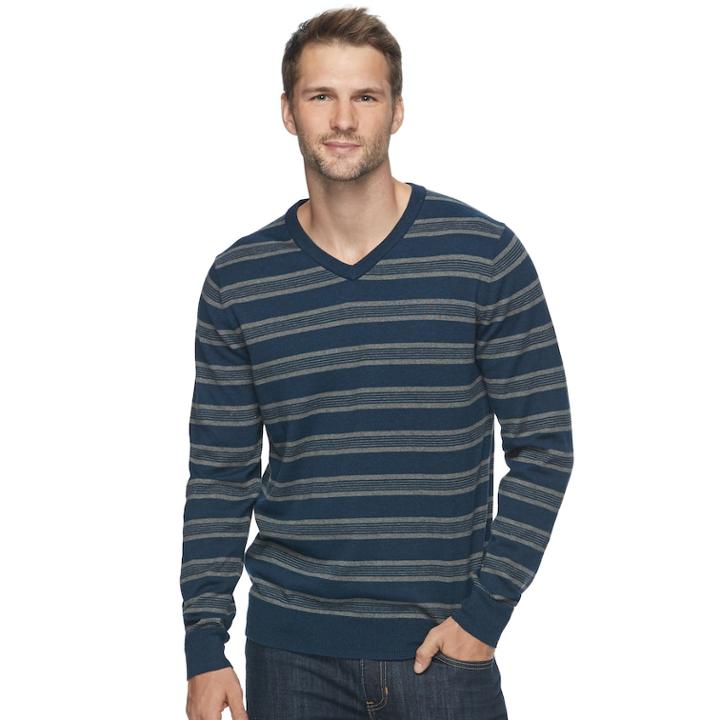 Men's Sonoma Goods For Life&trade; Coolmax Classic-fit V-neck Sweater, Size: Xl, Dark Blue