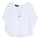 Girls 7-16 Iz Amy Byer Lace Yoke Gauze Poncho Top With Necklace, Girl's, Size: Xl, White