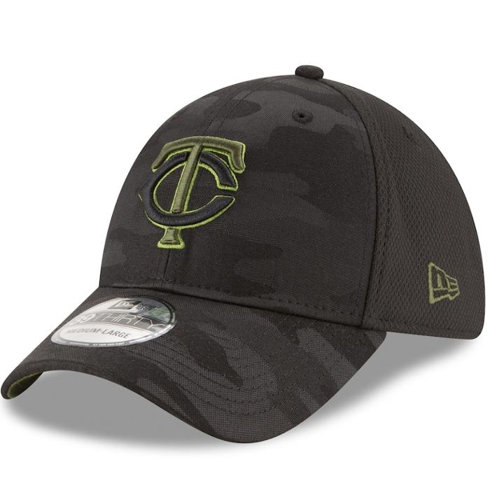 Adult New Era Minnesota Twins 39thirty Memorial Day Flex-fit Cap, Men's, Size: L/xl, Black