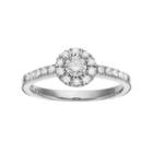 Round-cut Certified Diamond Frame Engagement Ring In 14k White Gold (1/2 Ct. T.w.), Women's, Size: 8