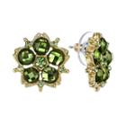 1928 Simulated Crystal Flower Stud Earrings, Women's, Green