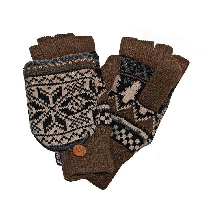 Muk Luks Nordic Sherpa-lined Convertible Flip-top Mittens - Men, Brown