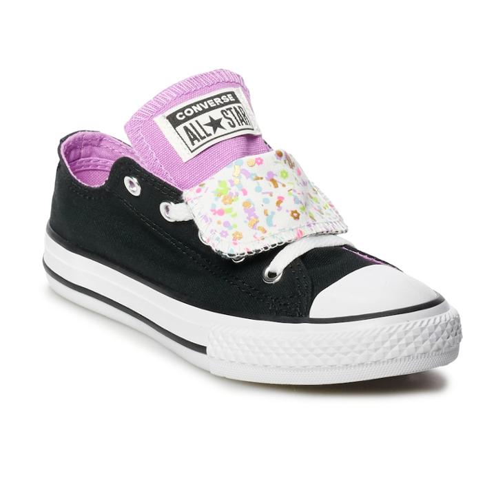 Girls' Converse Chuck Taylor All Star Double Tongue Sneakers, Size: 1, Black