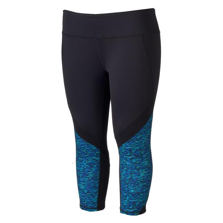 Plus Size Women's Tek Gear&reg; Performance Capri Workout Leggings, Size: 3xl, Turquoise/blue (turq/aqua)