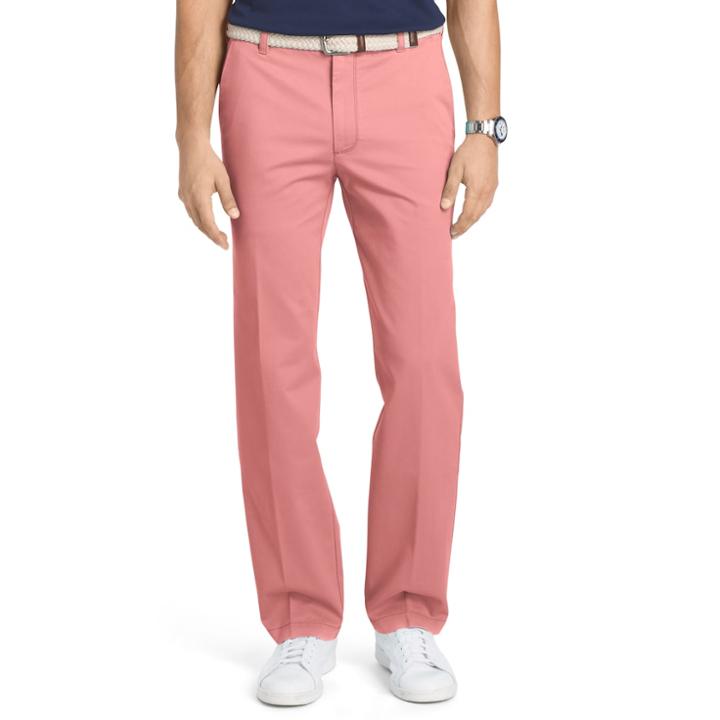 Men's Izod Straight-fit Performance Plus Flat-front Chino Pants, Size: 32x30, Light Red