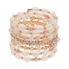 Simulated Crystal & Bead Coil Bracelet, Women's, Light Pink