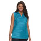 Plus Size Croft & Barrow&reg; Solid Sleeveless Polo, Women's, Size: 2xl, Turquoise/blue (turq/aqua)
