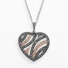 Lavish By Tjm 14k Rose Gold Over Silver And Sterling Silver Crystal Heart Pendant - Made With Swarovski Marcasite, Women's, Size: 18, Brown
