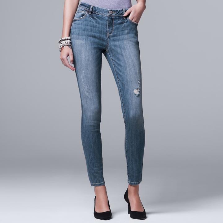 Petite Simply Vera Vera Wang Skinny Jeans, Women's, Size: 2p-short, Blue Other