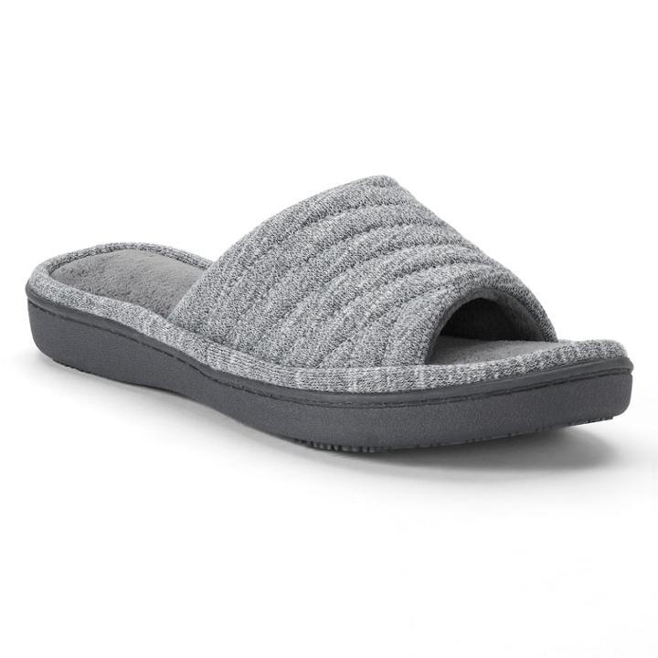 Isotoner Women's Andrea Space Knit Slide Slippers, Size: Large, Med Grey