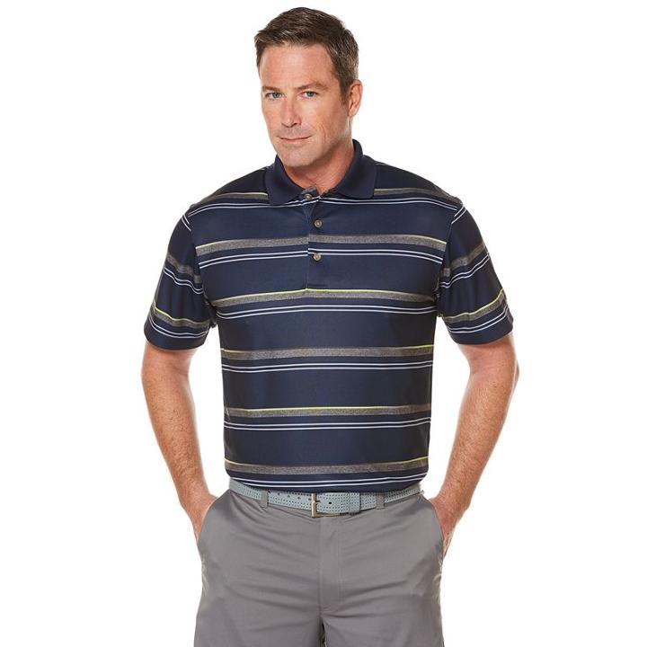 Men's Grand Slam Performance Striped Golf Polo, Size: Small, Med Blue