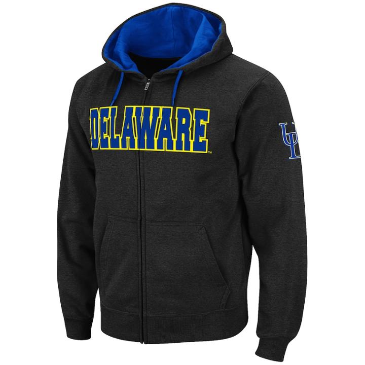 Men's Delaware Blue Hens Full-zip Fleece Hoodie, Size: Small, Grey