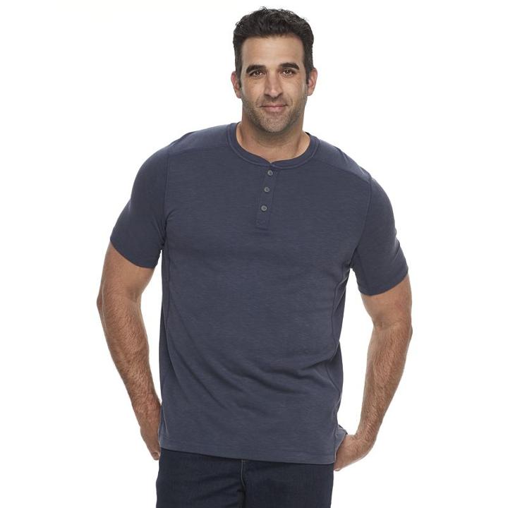 Big & Tall Croft & Barrow&reg; Classic-fit Slubbed Outdoor Performance Henley, Men's, Size: 3xb, Blue