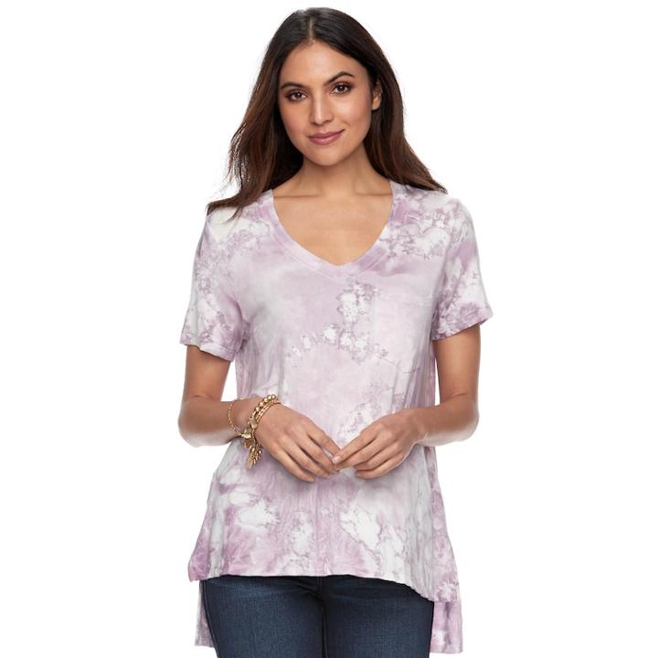 Women's Rock & Republic® V-neck Boyfriend Tee, Size: Large, Med Purple