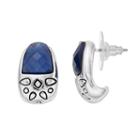 Napier Blue Etched Half Hoop Earrings, Women's
