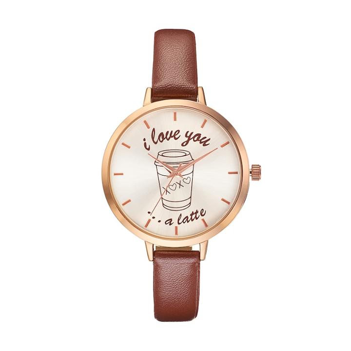 Women's I Love You.a Latte Watch, Size: Large, Brown