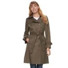 Women's Tower By London Fog Hooded Trench Coat, Size: Medium, Med Green