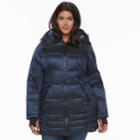 Plus Size Apt. 9&reg; Hooded Puffer Jacket, Women's, Size: 1xl, Blue (navy)