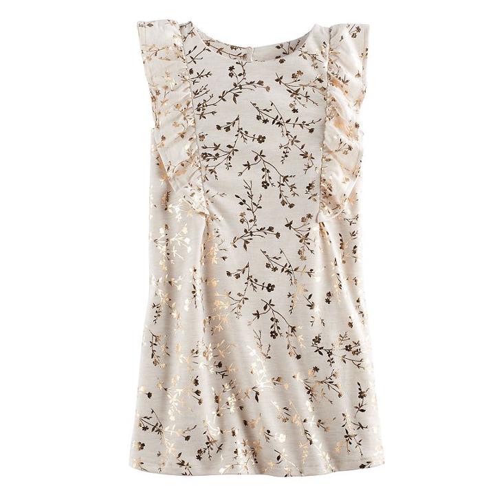 Girls 4-12 Sonoma Goods For Life&trade; Sleeveless Ruffle Shift Dress, Girl's, Size: 7, Lt Beige