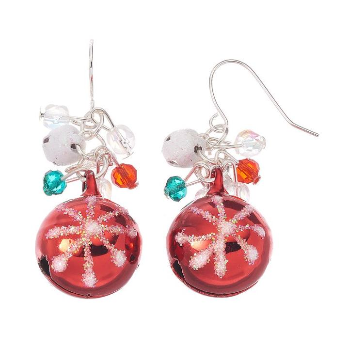 Beaded Jingle Bell Drop Earrings, Women's, Multicolor