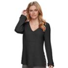 Women's Sonoma Goods For Life&trade; Button Accent V-neck Sweater, Size: Medium, Dark Grey