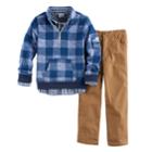 Boys 4-7 Nannette 3-pc. Buffalo Check Pullover Hoodie, Plaid Shirt & Pants Set, Size: 5, Blue (navy)