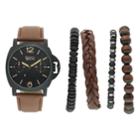 Men's American Exchange Watch & Bracelet Set, Size: Large, Brown
