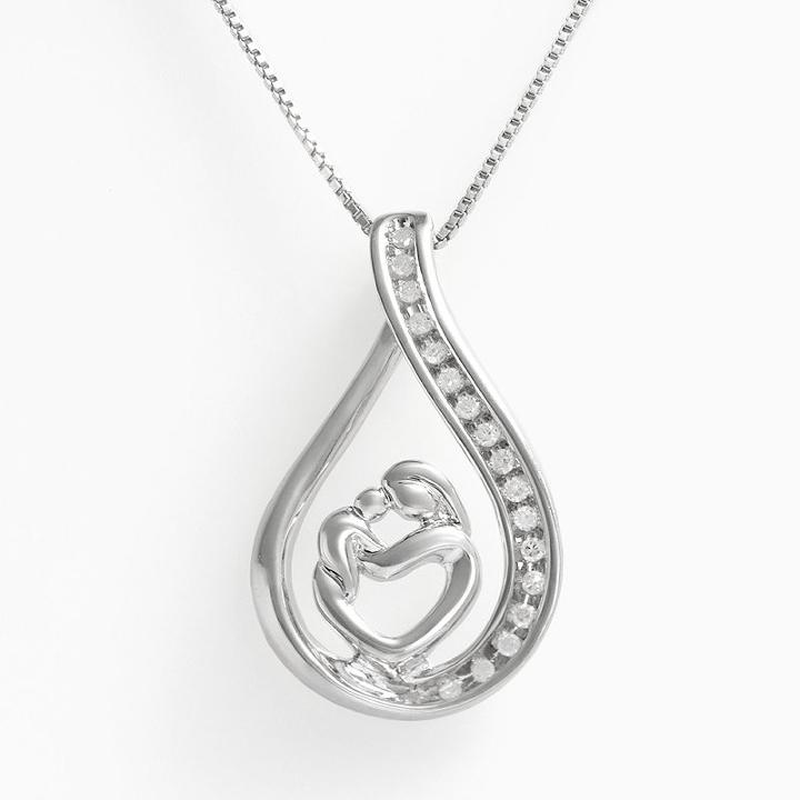 Sterling Silver 1/10-ct. T.w. Diamond Motherly Love Pendant, Women's, White
