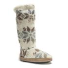 Muk Luks Women's Maleah Snowflake Knit Boot Slippers, Size: Small, White