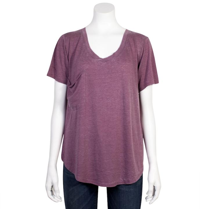 Juniors' Plus Size Grayson Threads Relaxed Burnout Tee, Teens, Size: 2xl, Dark Red