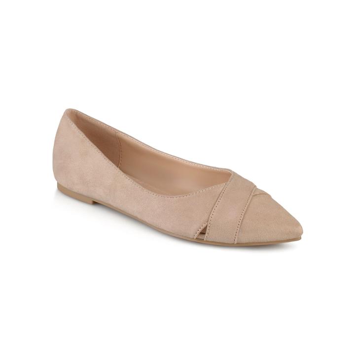 Journee Collection Winslo Women's Pointed Flats, Girl's, Size: 6, Beig/green (beig/khaki)