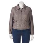 Juniors' Plus Size Coffee Shop Quilted Faux-leather Jacket, Girl's, Size: 3xl, Grey Other