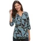 Women's Croft & Barrow&reg; Smocked Printed Top, Size: Xxl, Black