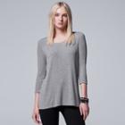 Women's Simply Vera Vera Wang Ribbed Crewneck Tee, Size: Small, Med Grey