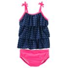 Girls 4-8 Oshkosh B'gosh&reg; Polka-dot Tiered Tankini Top & Bottoms Swimsuit Set, Size: 6-6x, Indigo Blue Dot